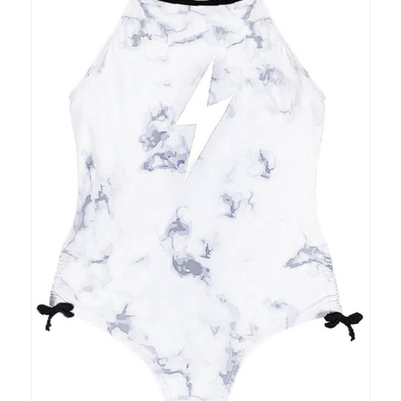 Limeapple White and Gray Kids Swim One Piece - Picture 4 of 4